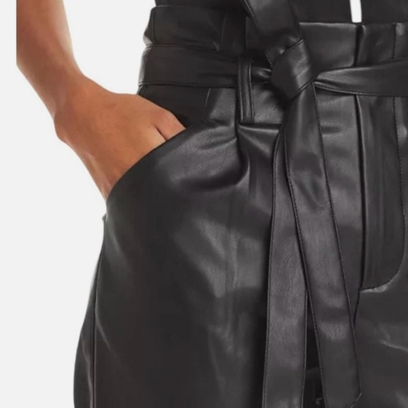 Lucy Paris Faux Leather Paperbag High Waist Ankle Pants Black - Picture 2 of 16
